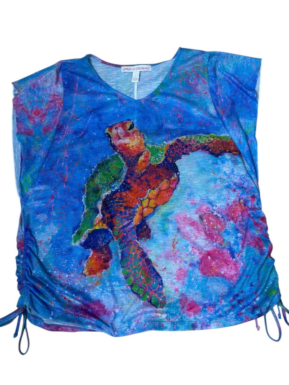 Leoma Lovegrove swim cover beach top Colorful Turtle Art bling